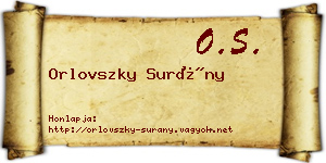 Orlovszky Surány névjegykártya